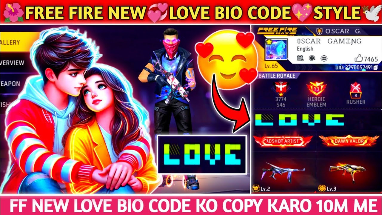 Free fire love bio code | ff bio colour code | ff new bio code 2025 | ff bio style 2025