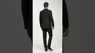 Men’s Black 2 Piece Slim Fit Business Suit with Wide Fish Cut Styling