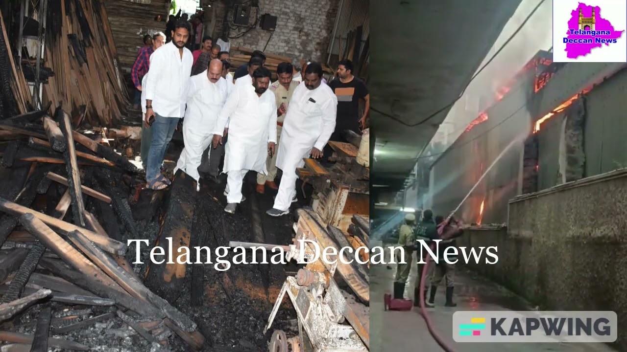 Major fire broke out at S.M Plywood & Timber Depot due to Fire Crackers, M.Anjan Kumar Yadav visits