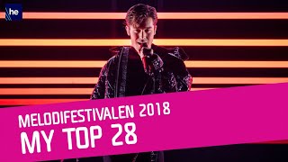 My Top 28 - Melodifestivalen 2018 🇸🇪