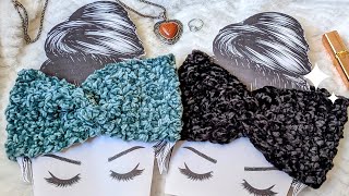 How to make a cozy Crochet  (Crushed Velvet Headband/Earwarmer), an easy beginner project!
