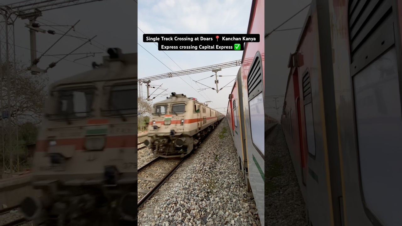 Single Track Crossing at Doars 📍 Kanchan Kanya Express crossing Capital Express ✅