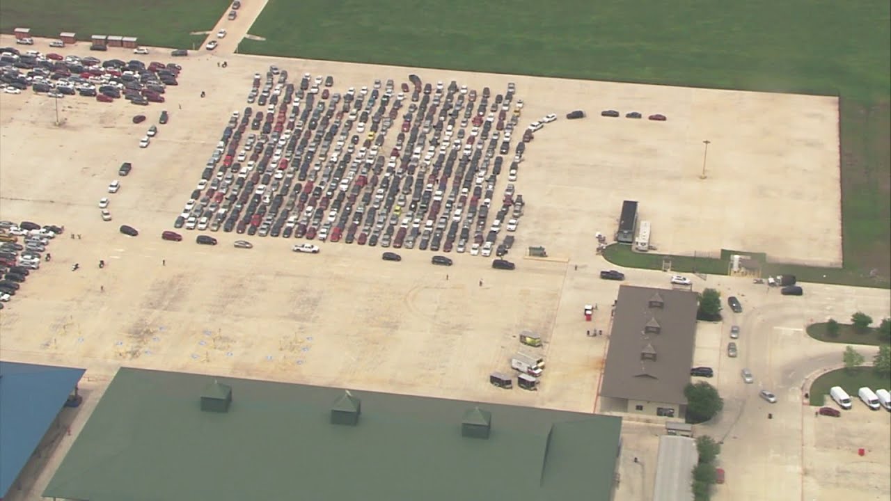 Aerial footage of SA Food Bank distribution site a stark reminder of items needed during pandemic