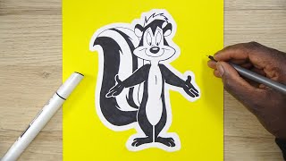 How To Draw PEPE LE PEW | Looney Tunes | Step By Step Tutorial | DeMoose Art