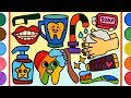 Hygiene habitsbrush your teeth jelly painting  coloring for kids toddlers dental care set