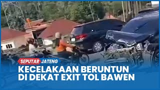 Kecelakaan Beruntun Lima Kendaraan di Dekat Exit Tol Bawen Semarang, Kap Depan Datsun Go Ringsek