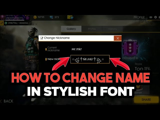 How To Change Name In Stylish Decorated Fonts In Freefire Battelground Full Explain Youtube