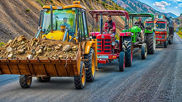 JCB 3dx Xpert Loading Mud in Trolly New Holland 5500 got Fired while Running Eicher 485 Mahindra 275