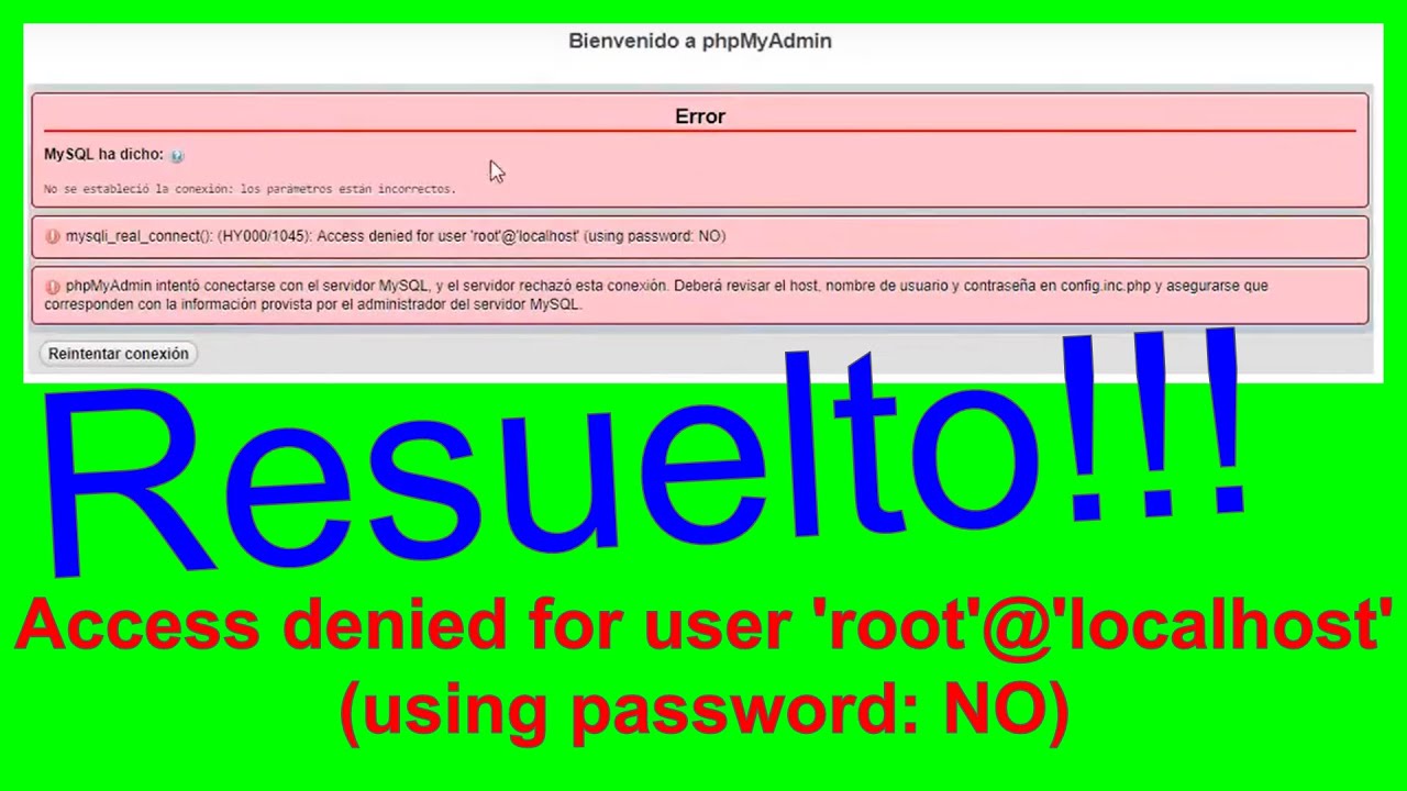 1045 access denied for user root. Access denied for user root localhost using password: no ошибка. Ошибка подключения MYSQL: access denied for user ''@'localhost' (using password: no). Access denied for user 'Dak'@'localhost' (using password: Yes). #28000access denied for user' host 1609531'@'109 .75.52.203'(using password:Yes).