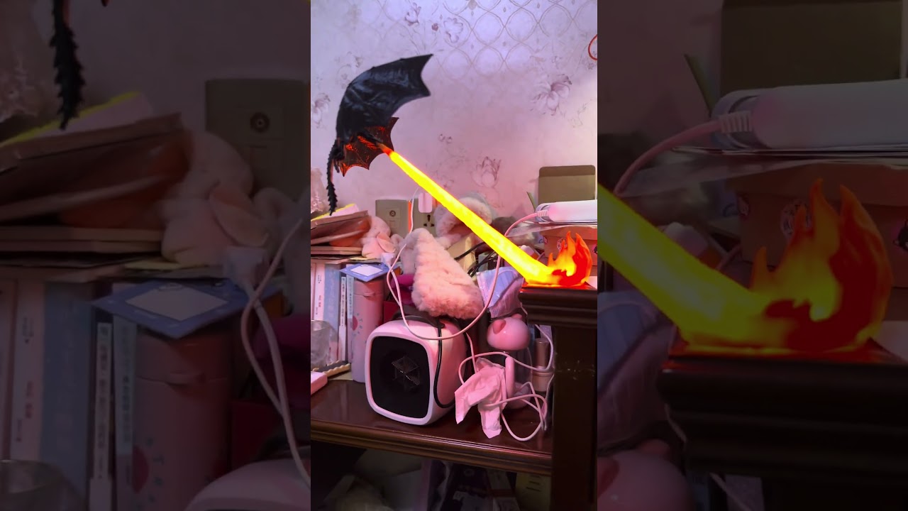 থ্রিডি প্রিন্টেড ফায়ার-ব্রেথিং ড্রাগন ল্যাম্প - প্রিমিয়াম ব্ল্যাক