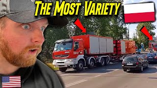 American Reacts to HUGE Polish Firetruck Convoy Gathers to Help in Greece