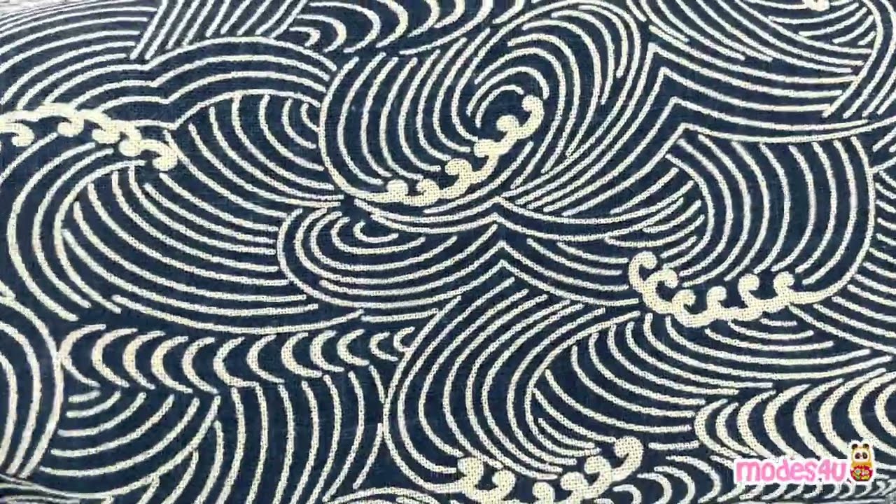 ABAKUHAUS Tessuto Giapponese A Metraggio – Satinato In Poliestere Elasticizzato 155 Cm X 5 M, Motivi Ornati Navy Blue Blush - 4