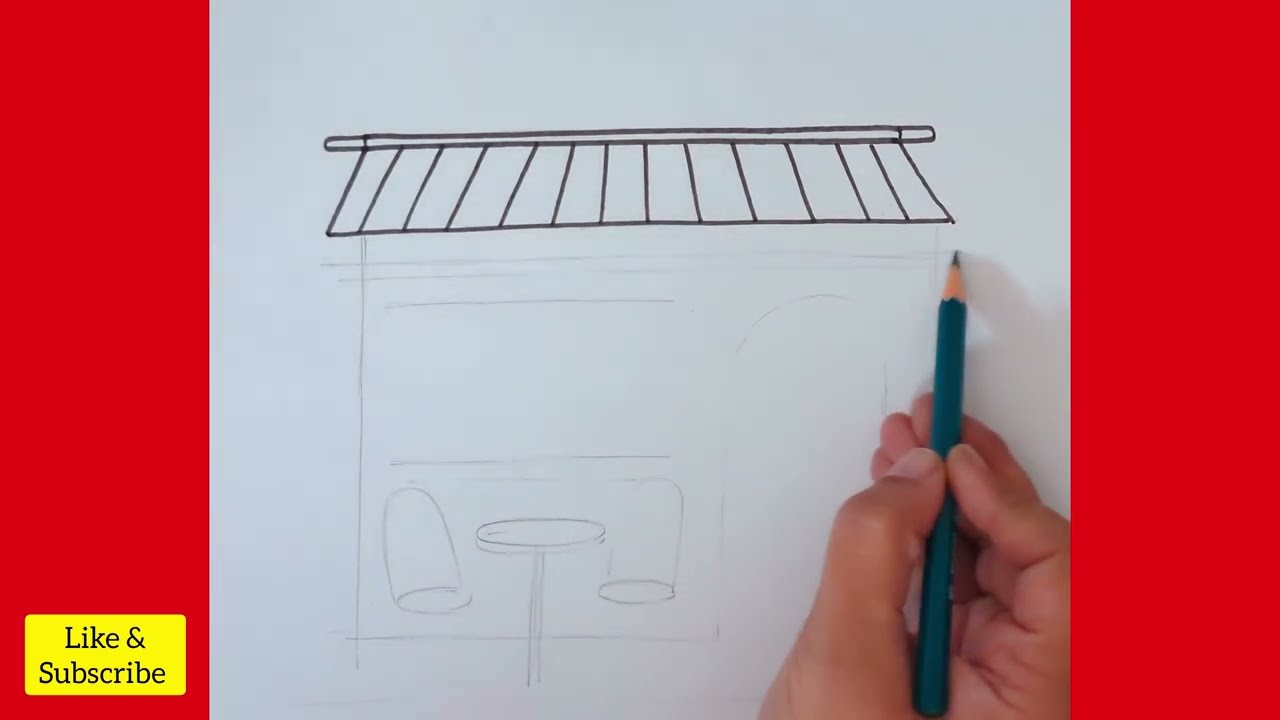 Easy Drawing : Cafe | Step by Step Tutorial | 