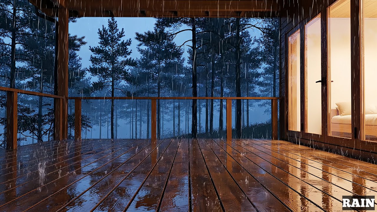 Open Forest Cabin Rain at Night – Deep Sleep Rain Sounds (1 Hour, Natural Ambience)