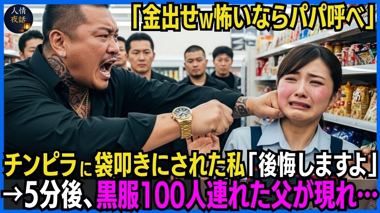 「パパ呼びなよ。どうせ来ねえだろうけどな」――深夜のコンビニで、私は強盗の男にそう嘲られながら床に倒れていた。顔を殴られ、髪を掴まれても、私は一度も泣かなかった。泣く代わりに、ポケットの携帯で短縮ダイヤルを押した。電話の相手に伝えたのは、たった一言。「お父さん、強盗に襲われてる」。すると山本は大笑いして、こう言ったんだ。「五分待ってやるよ。どんなパパが来るか楽しみだな」。私は壁に寄りかかり、...