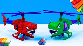 DIY helicopter mixed shark Superheroes Spider man, Hulk with clay 🧟 Polymer Clay Tutorial