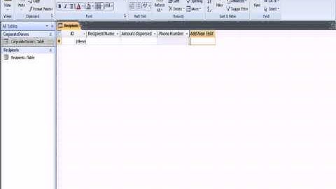 Access 2007 Creating Tables and Forms