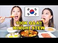 100K Q&A!! GET TO KNOW US + KIMCHI JJIGAE (STEW) MUKBANG 😋🇰🇷