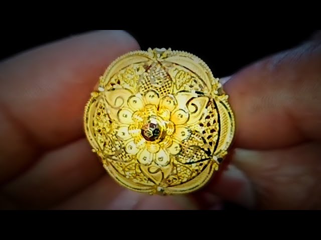 Antique Gold Finished Polki Ring By PTJ – Punjabi Traditional Jewellery