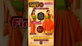 Beautiful Saree Recreated Into Dreamy Anarkali Dress 💚🧡 | Fashion Transformation