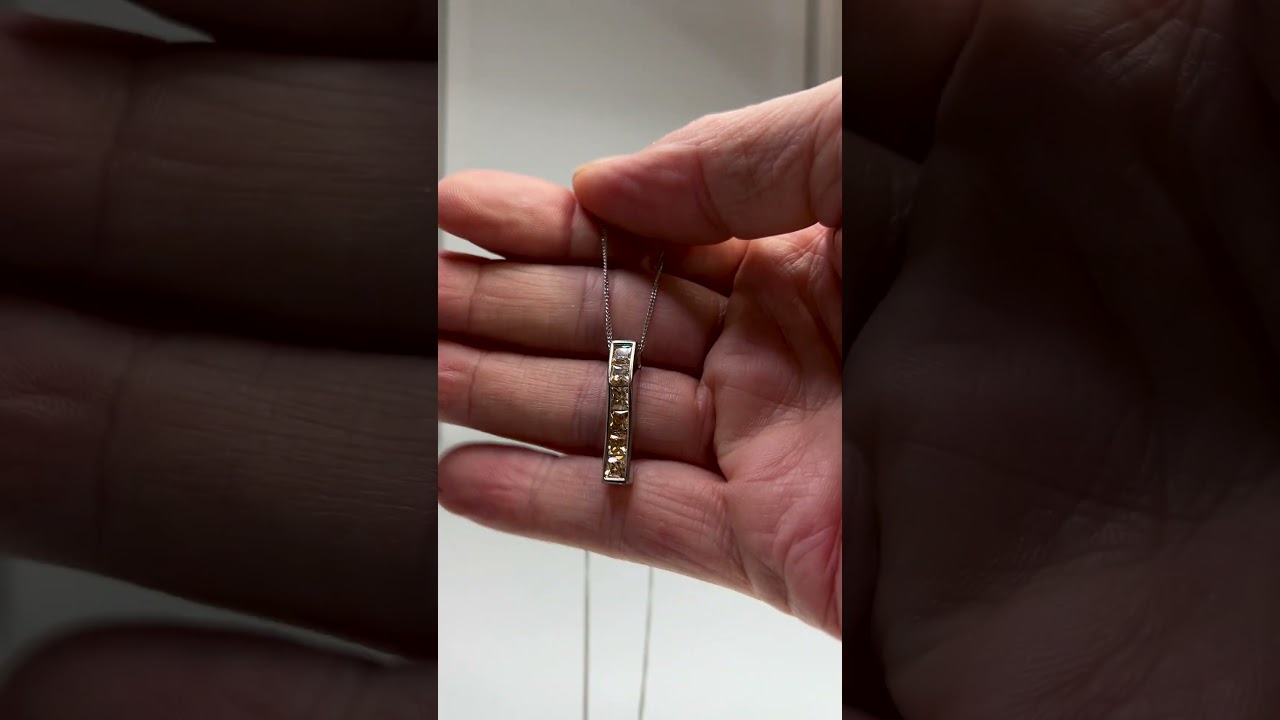 Sterling Silver Women's Necklace With Yellow CZ Pendant, 18