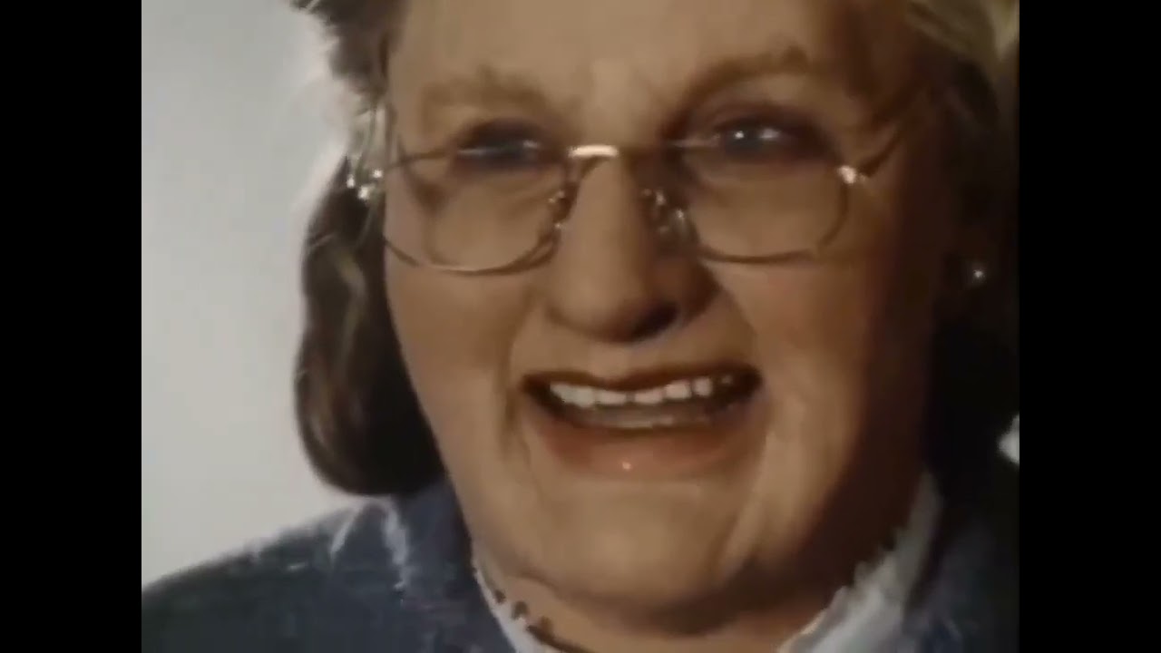 Robin Williams trying different voices for "Mrs. Doubtfire" during a screen test