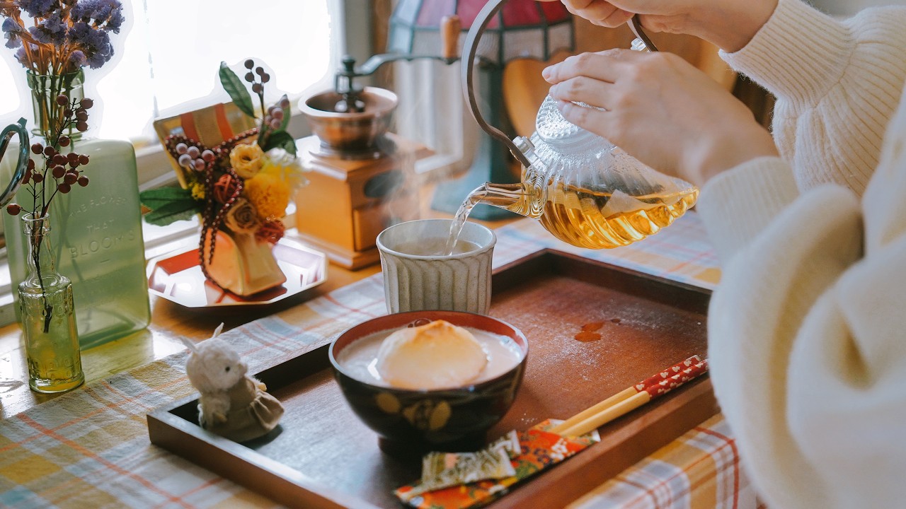 ちいさな小屋｜いつもと変わらない、お正月🎍 栗きんとんトーストと豆乳ぜんざい、鶏団子鍋｜vlog.32