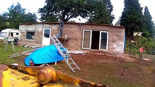 Third and last coat of lime render goes onto the straw bale Flamingo Rearing House!