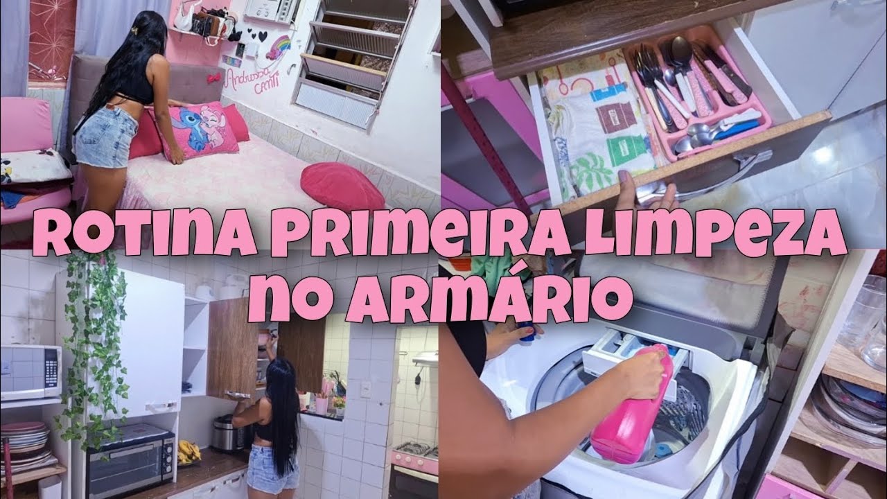 Rotina Exausta De Muito Trabalho♡ Primeira Limpeza No Armário de Cozinha 