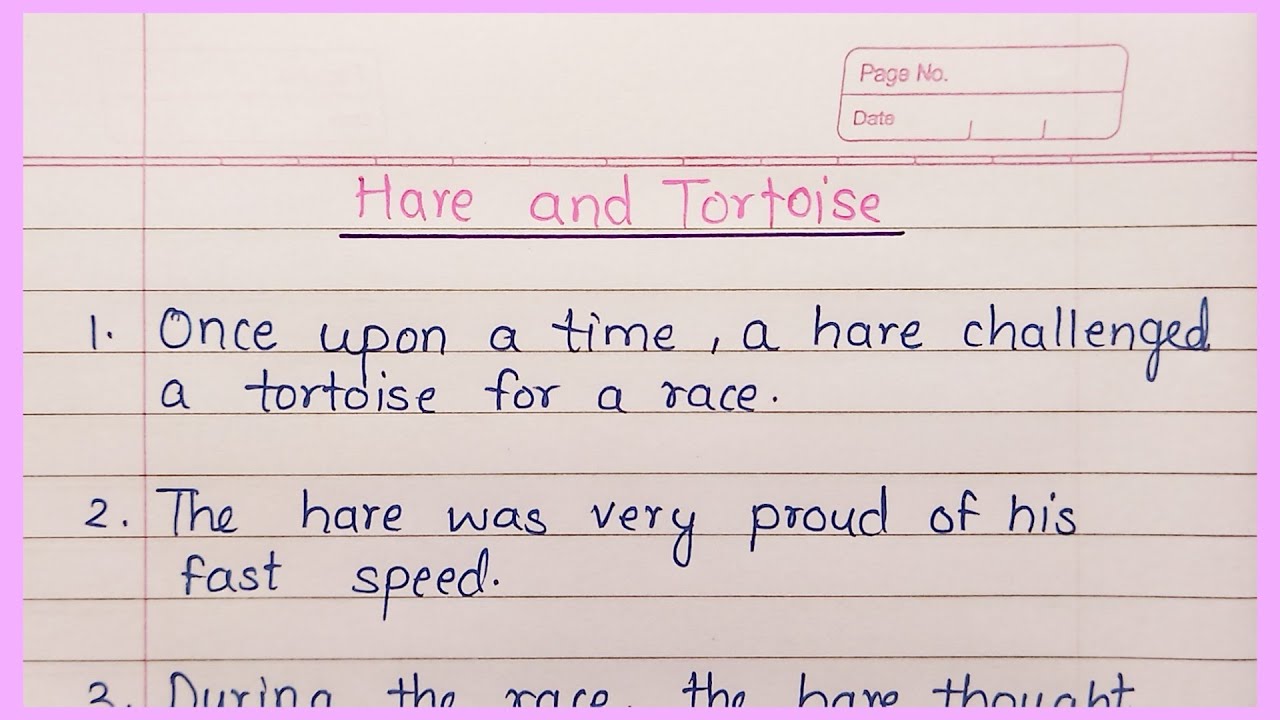Hare and tortoise 5 lines story | 5 lines story | hare and tortoise story in english | short story