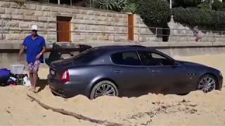 Man Drives His Maserati Onto The Beach At Watsons Bay