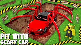 ฉันพบ SCARY BURIED MONSTER TOYOTA SUPRA ใน Minecraft ! รถลับสุดอันตราย!