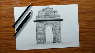 How to draw India gate easy and step by step for kids and beginner's | pencil sketch How to draw India gate easy and step by step for kids and beginner's | pencil sketch