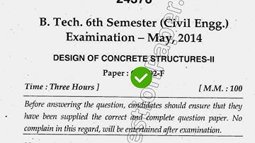 2014 Mdu BTech Civil 6th Sem Design of Concrete Structure Question Paper