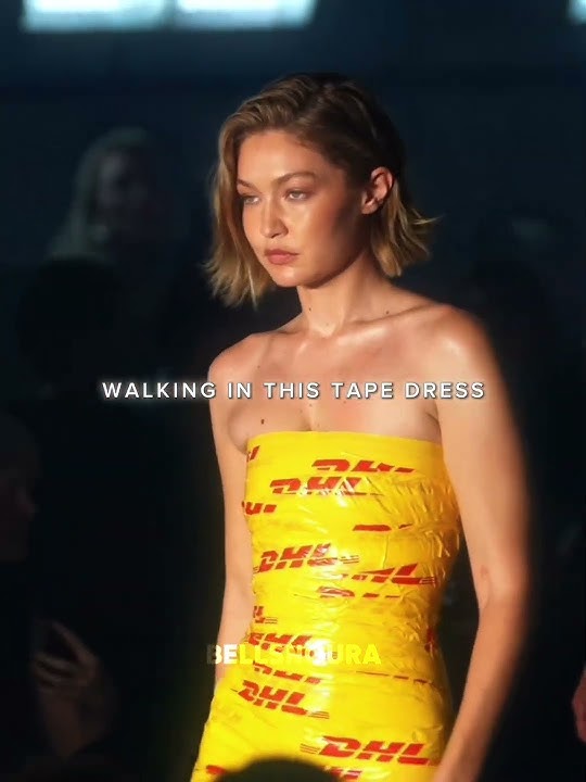 Gigi Hadid DHL Tape dress! #gigihadid #gigihadidedit #supermodel