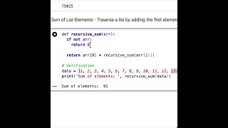 Python Code to find sum of elements in a list using Recursion