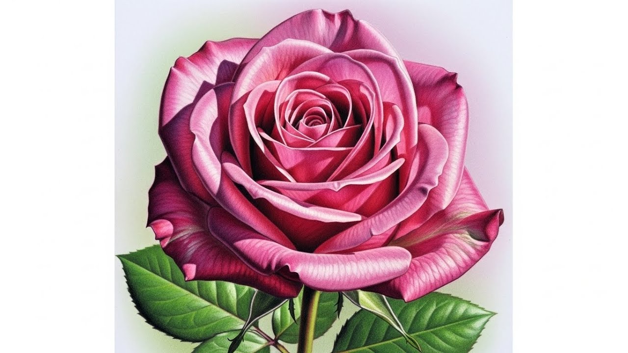 Realistic Pink Rose Drawing 🌹✨ | Dark Shading & Smooth Coloring