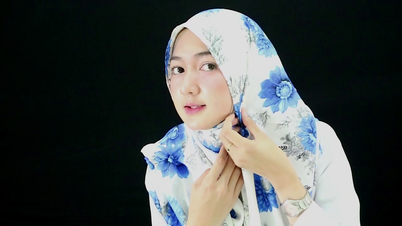 Tutorial Hijab Segi Empat Motif Bunga YouTube