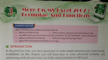 More on MS Excel 2007 class 7 chapter 3