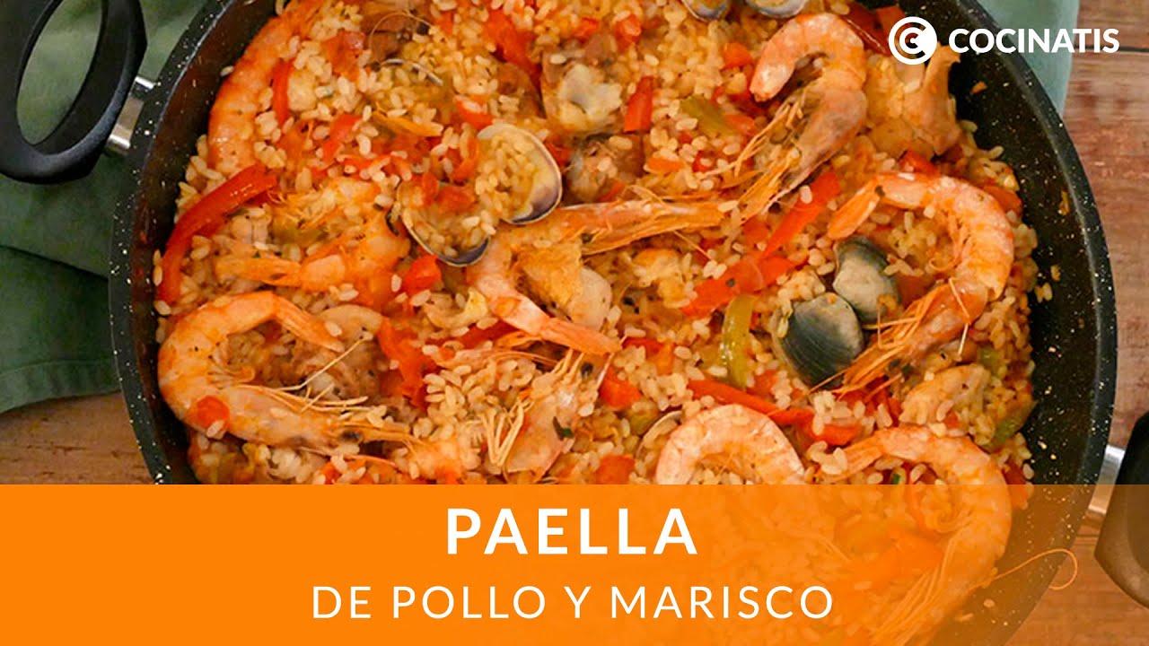 PAELLA DE POLLO Y MARISCO ??? Una sabrosa receta de arroz, carne con  almejas y gambas - Cocinatis - YouTube