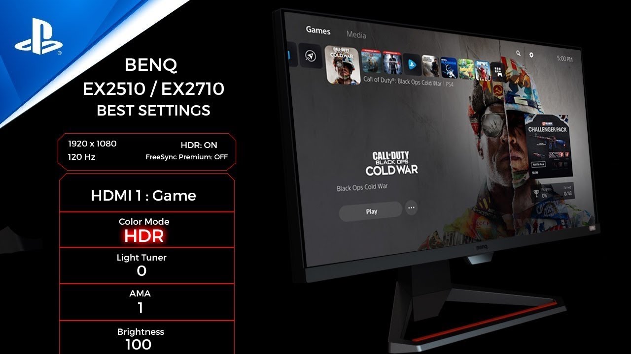PS5: BENQ MOBIUZ EX2510 / EX2710 DO THIS FIRST FOR THE BEST SETTINGS IN  CALL OF DUTY COLD WAR 120FPS