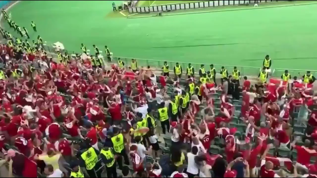 Denmark fans reaction on Damsgaard goal