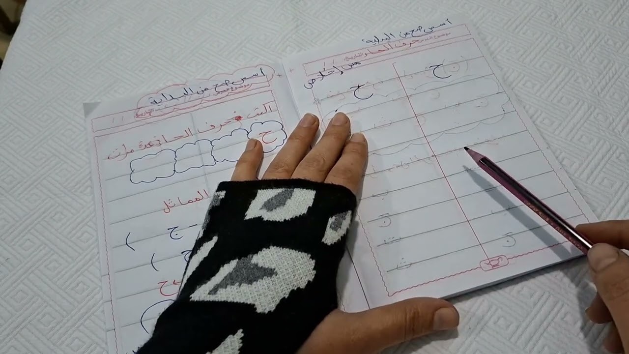 شرح حرف الجيم والحاء والخاء بالخطوات 