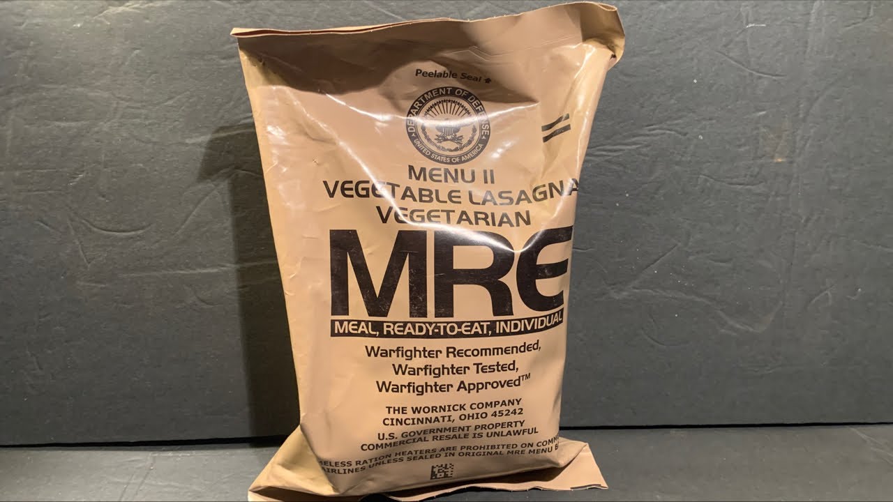 MRE Menu 11 Vegetable Lasagna 🔴 YouTube
