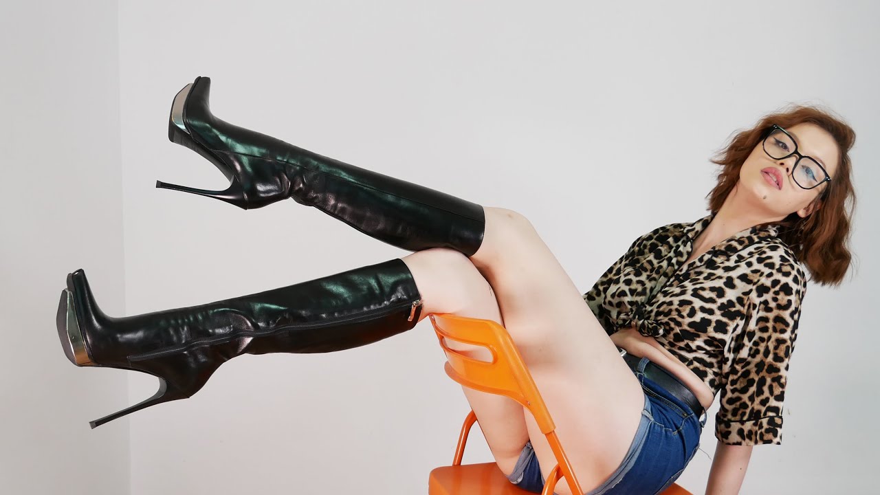 Sweet girl try on haul Gianmarco Lorenzi pointed toe platform stiletto heels knee boots