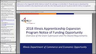 Illinois Apprenticeship Expansion NOFO Webinar Kickoff August 8, 2018