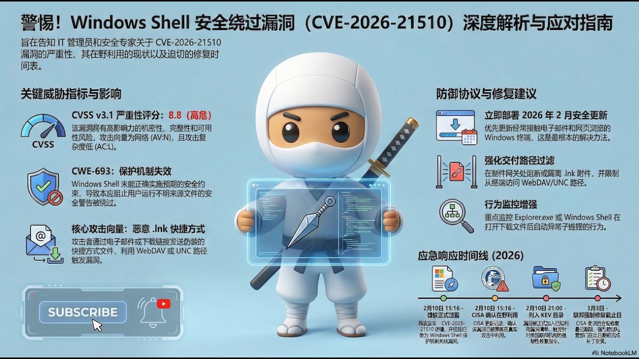 .LNK 陷阱：CVE-2026-21510 技術解析及 Windows Shell 安全性 #網路安全 - YouTube