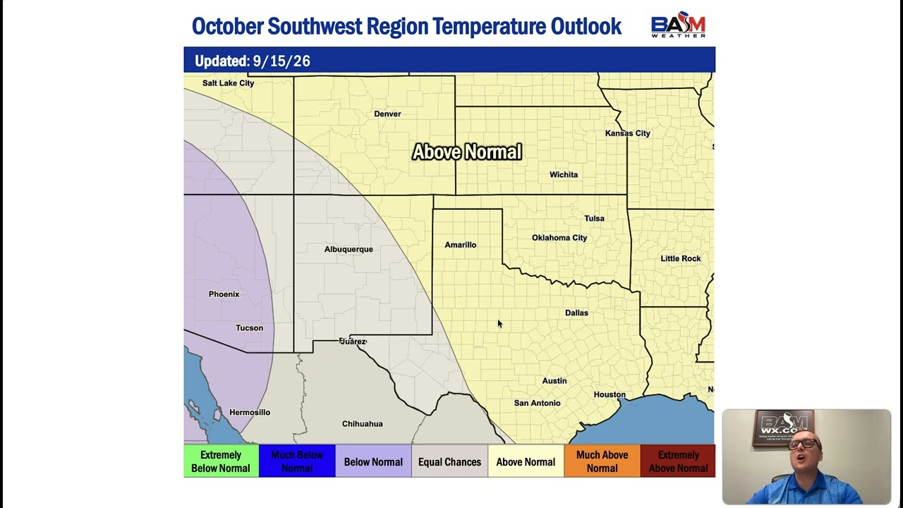 Southwest region October temperature outlook 2026