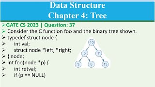 GATE CS 2023 | Q37 : Consider the C function foo and the binary tree shown. typedef struct node