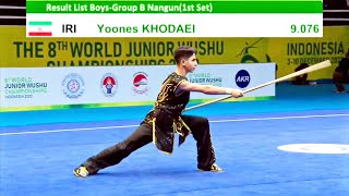 Yoones Khodaei 🇮🇷 9.07 score🥇 Nangun Group B boys, 8th World Junior Wushu Championship Indonesia